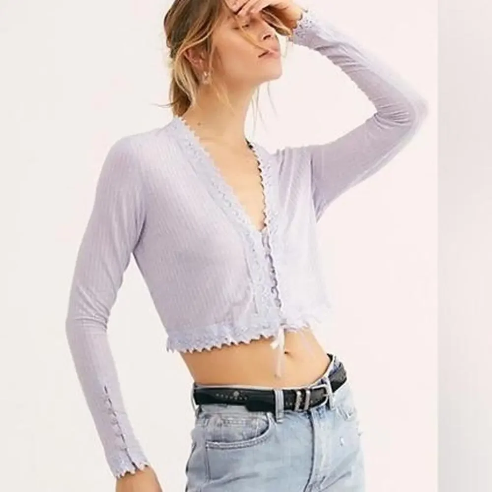 Free People purple lace up crop top Size XS